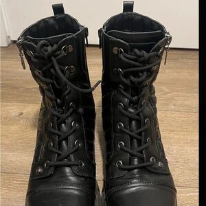 Black Lace-Up Combat Boots